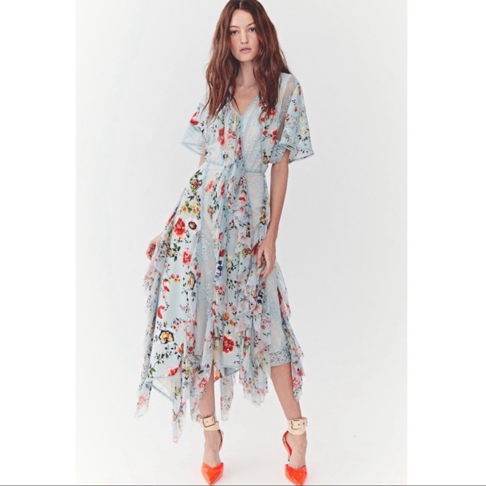 Alice + Olivia Kadence Floral Assymetrical Midi Dress